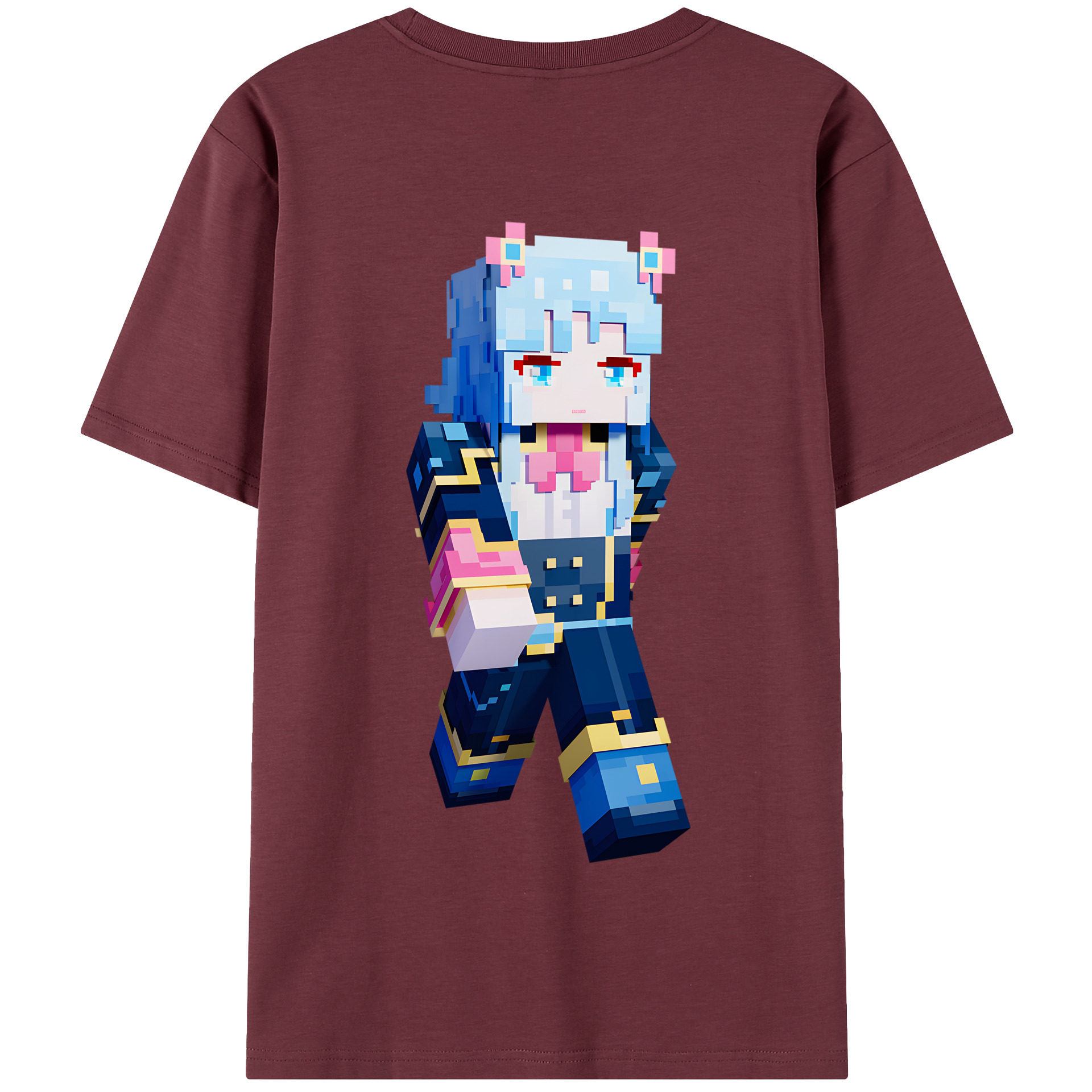 （画像用） マインクラフト ブロックの世界 Minecraft MC Block world 綿100％半袖Tシャツ（背面プリント）